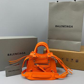 Balenciaga Mini Neo Classic Top Handle Bag Crocodile Leather Neon Orange 63852415V67 22x14x11cm