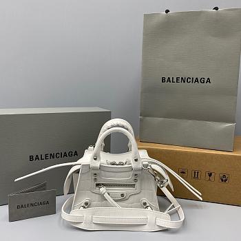 Balenciaga Mini Neo Classic Top Handle Bag Crocodile Leather White 63852415V67 22x14x11cm