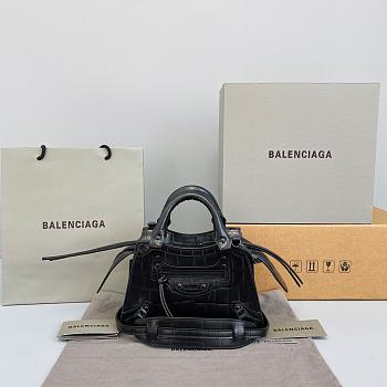 Balenciaga Small Neo Classic Top Handle Bag Crocodile Leather Black 63852115V67 33x21x16cm