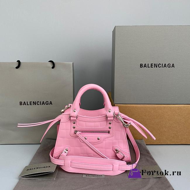 Balenciaga Small Neo Classic Top Handle Bag Crocodile Leather Pink 63852115V67 33x21x16cm - 1