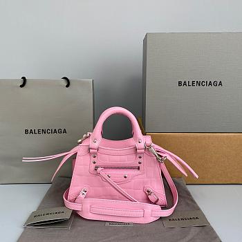 Balenciaga Small Neo Classic Top Handle Bag Crocodile Leather Pink 63852115V67 33x21x16cm