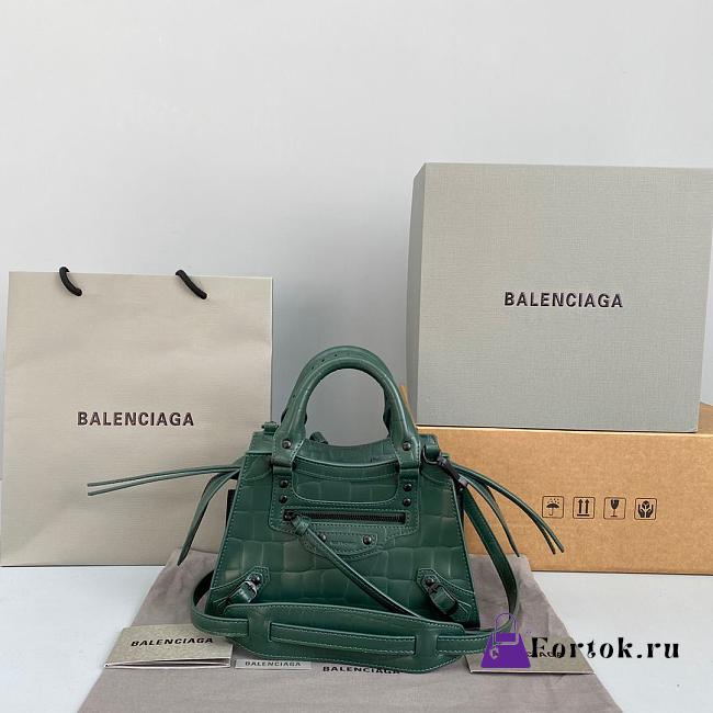 Balenciaga Small Neo Classic Top Handle Bag Crocodile Leather Green 63852115V67 33x21x16cm - 1
