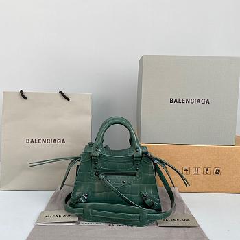 Balenciaga Small Neo Classic Top Handle Bag Crocodile Leather Green 63852115V67 33x21x16cm