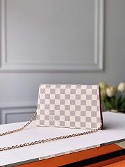 Louis Vuitton Croisette Chain Wallet Damier Azur Pink N60358 21x13.5x5cm - 2