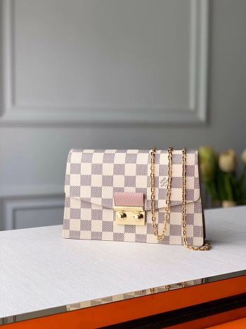 Louis Vuitton Croisette Chain Wallet Damier Azur Rose Pink N60357 21x13.5x5cm