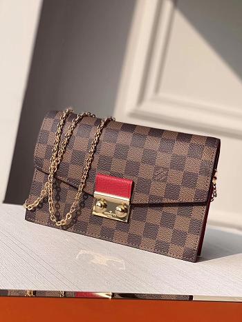 Louis Vuitton Croisette Chain Wallet Damier Ebene Scarlet N60288 21x13.5x5cm