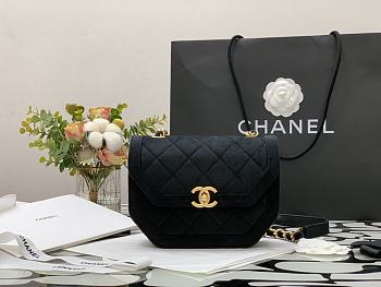 Chanel Mini Flap Bag Velvet & Gold-Tone Metal Black AS2597 19x15x6cm