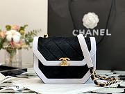 Chanel Mini Flap Bag Velvet & Gold-Tone Metal Black/White AS2597 19x15x6cm - 4