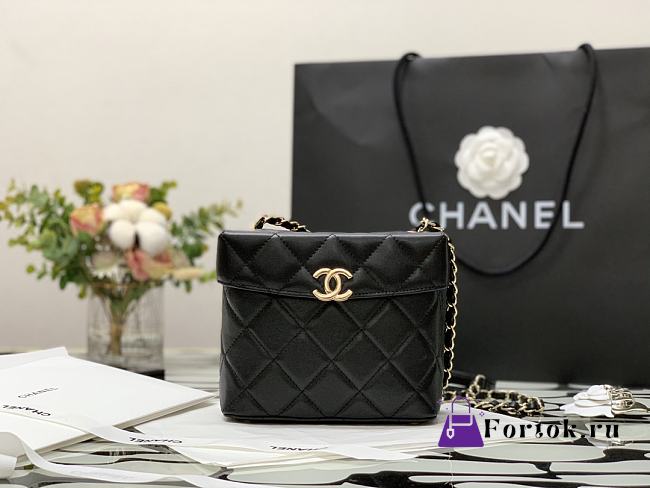 Chanel Small Box Bag Lambskin & Gold Metal Black AS2877 14.5x16.5x7cm - 1