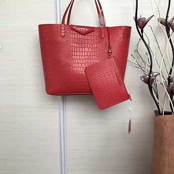 Givenchy Wing Shopping Bag In Crocodile Leather Red 34x29x16cm