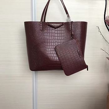 Givenchy Wing Shopping Bag In Crocodile Leather Burgundy 34x29x16cm