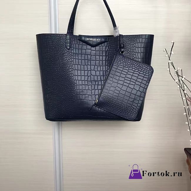 Givenchy Wing Shopping Bag In Crocodile Leather Navy 34x29x16cm - 1