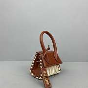 Jacquemus Mini Le Chiquito In Leather And Rattan Brown 211BA01 12x8x5cm - 6