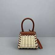 Jacquemus Mini Le Chiquito In Leather And Rattan Brown 211BA01 12x8x5cm - 5