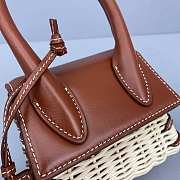 Jacquemus Mini Le Chiquito In Leather And Rattan Brown 211BA01 12x8x5cm - 3