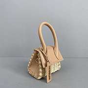 Jacquemus Mini Le Chiquito In Leather And Rattan Cream 211BA01 12x8x5cm - 5