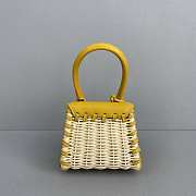Jacquemus Mini Le Chiquito In Leather And Rattan Yellow 211BA01 12x8x5cm - 5