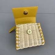 Jacquemus Mini Le Chiquito In Leather And Rattan Yellow 211BA01 12x8x5cm - 3