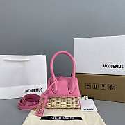 Jacquemus Mini Le Chiquito In Leather And Rattan Pink 211BA01 12x8x5cm - 1