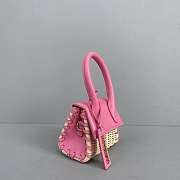Jacquemus Mini Le Chiquito In Leather And Rattan Pink 211BA01 12x8x5cm - 2