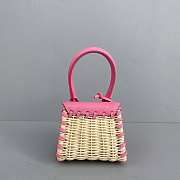 Jacquemus Mini Le Chiquito In Leather And Rattan Pink 211BA01 12x8x5cm - 5
