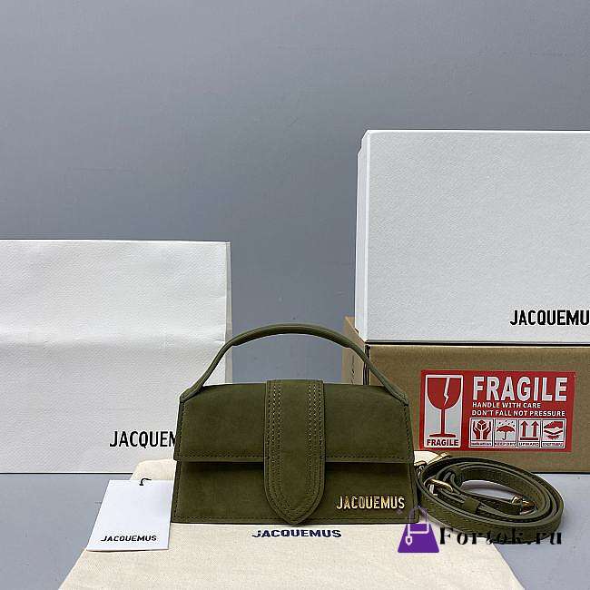 Jacquemus Small Le Bambino Velvet Green 213BA06 18x6x7cm - 1
