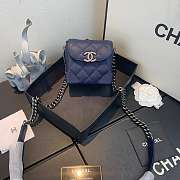 Chanel Mini Quilted Leather Crossbody Bag Blue AS1169 19x12x9cm - 1