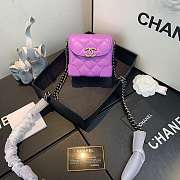 Chanel Mini Quilted Leather Crossbody Bag Purple AS1169 19x12x9cm - 1