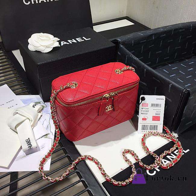 Chanel Cosmetic Bag Red AS1341 16×8×10cm - 1