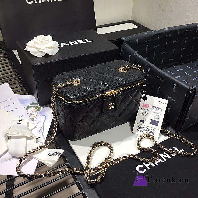 Chanel Cosmetic Bag Black AS1341 16×8×10cm - 1