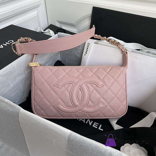 Chanel Grained Leather Hobo Bag Pink B01960 25x14x5cm - 1