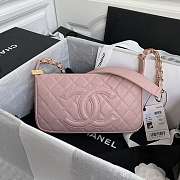 Chanel Grained Leather Hobo Bag Pink B01960 25x14x5cm - 3