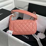 Chanel Grained Leather Hobo Bag Peach B01960 25x14x5cm - 6
