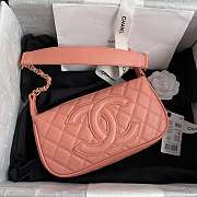 Chanel Grained Leather Hobo Bag Peach B01960 25x14x5cm - 4