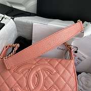 Chanel Grained Leather Hobo Bag Peach B01960 25x14x5cm - 3