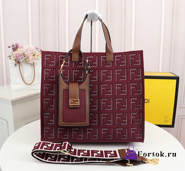 Fendi Spring Summer 2021 Tote Bag Monogram Burgundy 38x34x20cm - 1
