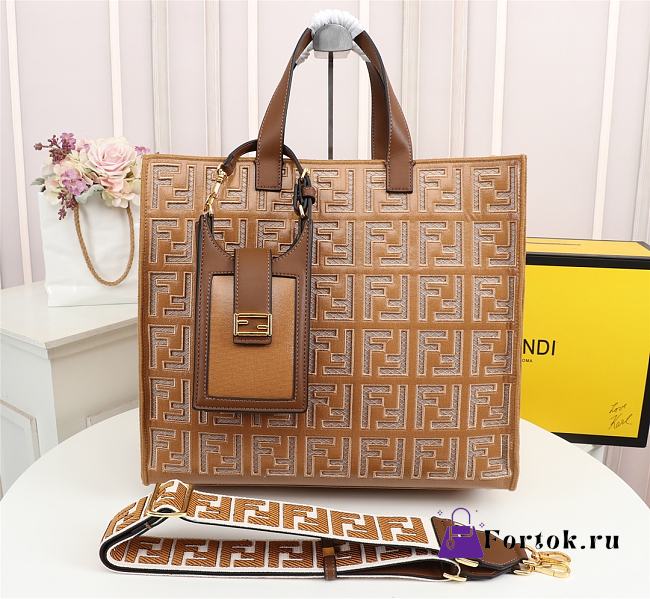 Fendi Spring Summer 2021 Tote Bag Monogram Brown 38x34x20cm - 1