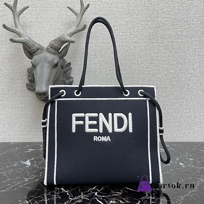 Fendi Medium Roma Tote Bag Navy 8BH380AEI1 - 1
