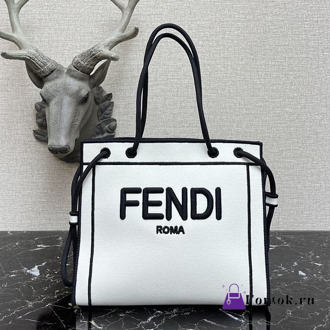 Fendi Medium Roma Tote Bag White 8BH380AEI1 - 1