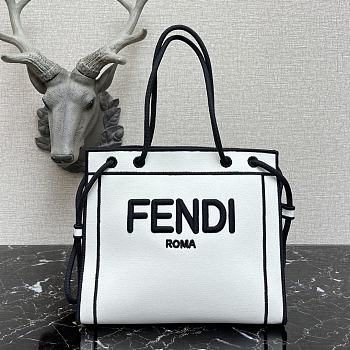 Fendi Medium Roma Tote Bag White 8BH380AEI1