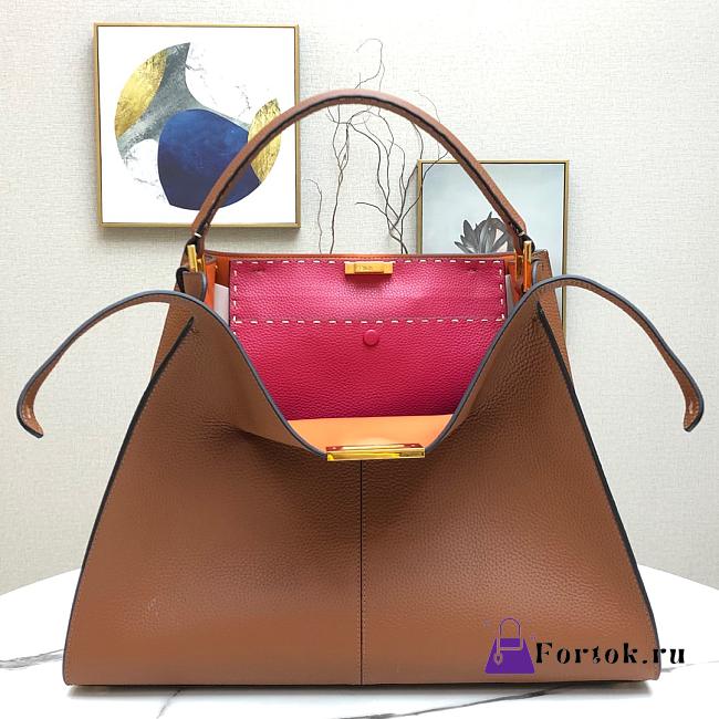 Fendi Large X-Lite Leather Brown/Red 8BN304 42x32x12cm - 1
