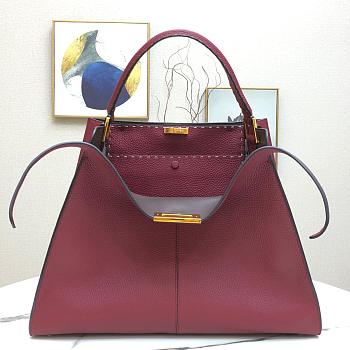 Fendi Large X-Lite Leather Burgundy 8BN304 42x32x12cm