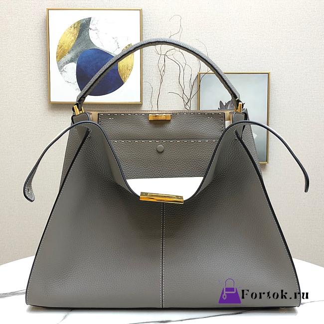 Fendi Large X-Lite Leather Gray 8BN304 42x32x12cm - 1