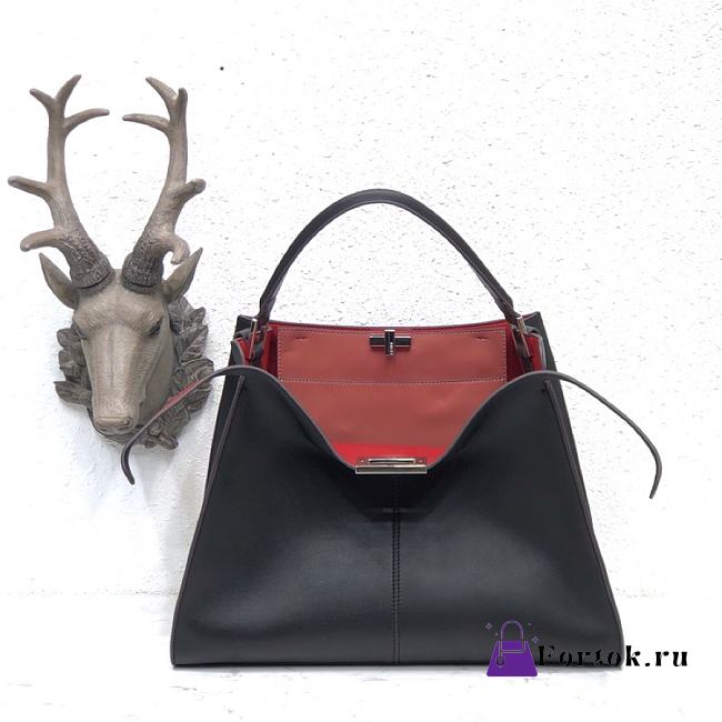 Fendi Large X-Lite Leather Black/Light Red 8BN304 42x32x12cm - 1