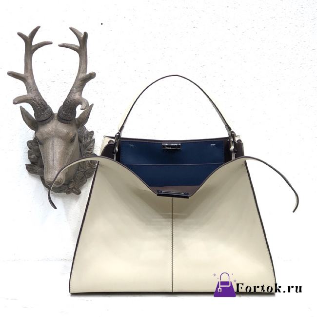 Fendi Large X-Lite Leather White/Blue 8BN304 42x32x12cm - 1