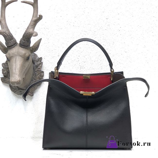 Fendi Medium X-Lite Leather Black/Red 8BN310 30x25x14cm - 1