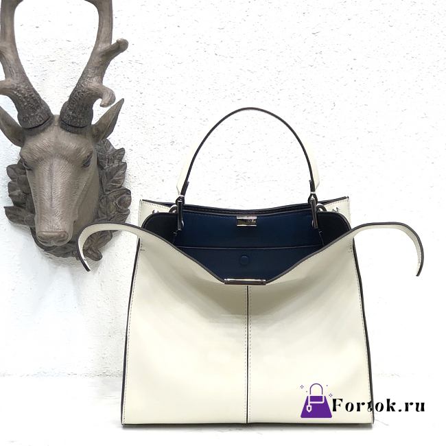 Fendi Medium X-Lite Leather White/Blue 8BN310 30x25x14cm - 1