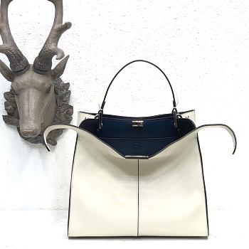 Fendi Medium X-Lite Leather White/Blue 8BN310 30x25x14cm