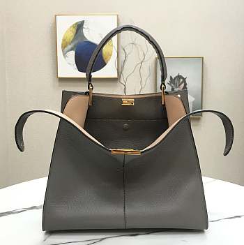 Fendi Medium X-Lite Leather Gray 8BN310 30x25x14cm