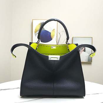 Fendi Medium X-Lite Leather Black/Neon Green 8BN310 30x25x14cm